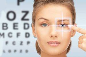 eye chart caucasian woman